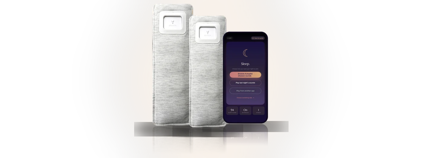 Two Drowsie V3 speakers and the Drowsie app