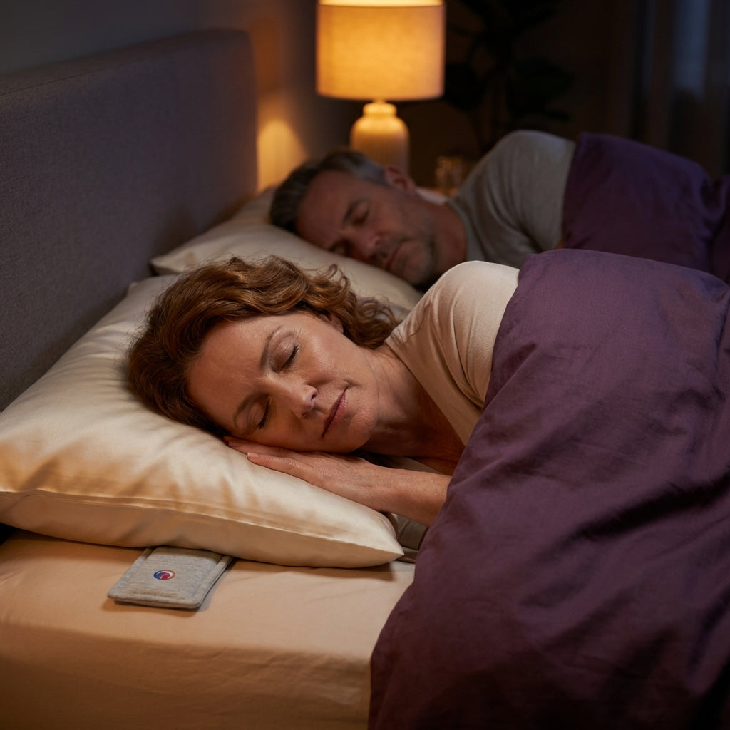 Couple sleeping — she hears Drowsie, he hears nothing